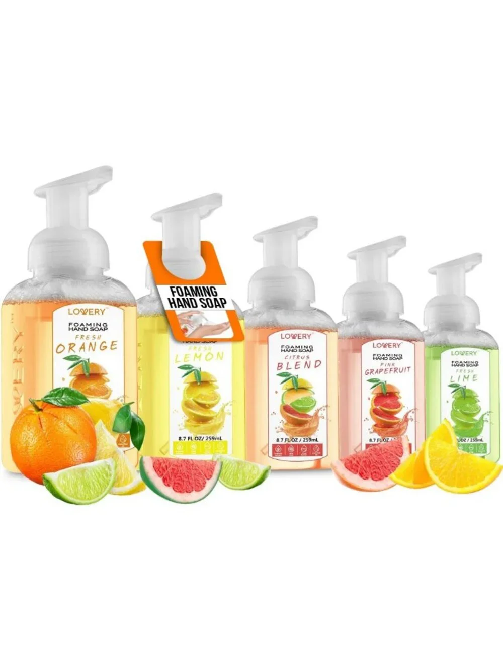 Moisturizing Foaming Hand Soap - 5-Pack with Aloe & Essential Oils - Citrus